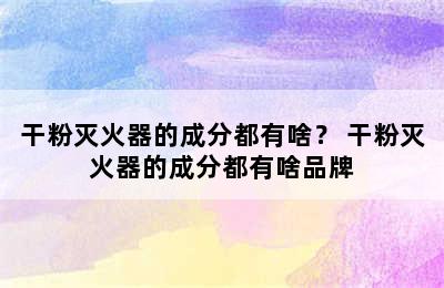 干粉灭火器的成分都有啥？ 干粉灭火器的成分都有啥品牌